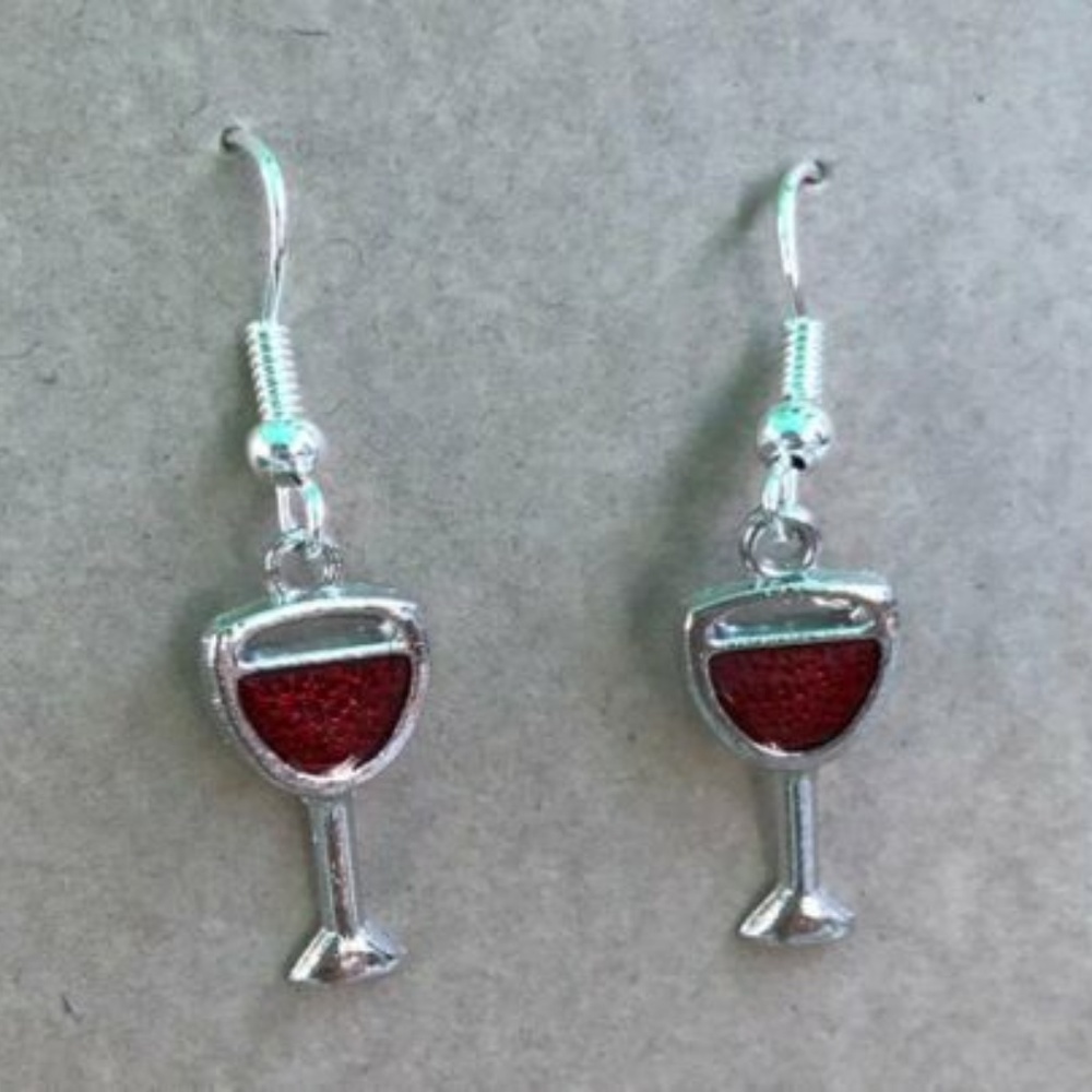 NIP Red Wine Pierced Earrings